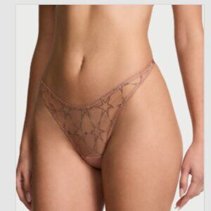 Victoria's Secret Very Sexy Stardust Embroidery Rose Gold V-String Panty S, M